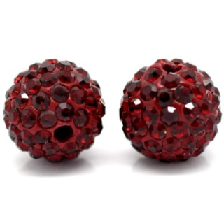 Shamballa korálka - 10 mm - bordová - 1 ks