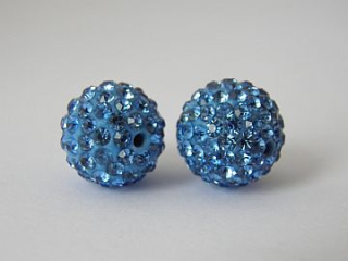 Shamballa korálka - 12 mm - bledomodrá - 1 ks