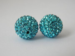 Shamballa korálka - 12 mm - tyrkysová - 1 ks