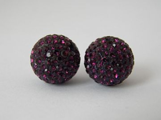 Shamballa korálka - 12 mm - fialová - 1 ks