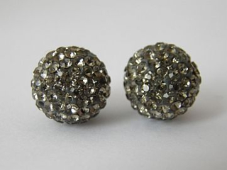 Shamballa korálka - 12 mm - sivá - 1 ks