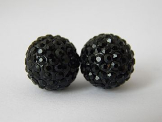 Shamballa korálka - 12 mm - čierna - 1 ks