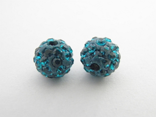 Shamballa korálka - 8 mm - modrozelená - 1 ks