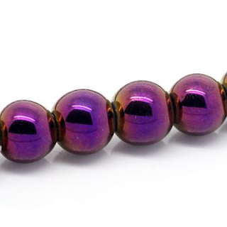 Hematitová koráka - fialová - 10 mm - 1ks