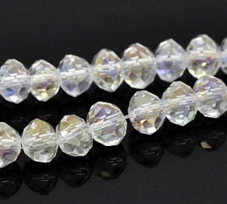 Brúsené korálky s AB - 6 x 4 mm - crystal AB - 10 ks