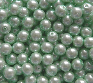 Voskované perly 8mm - zelená - 10ks