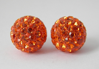 Shamballa korálka - 12 mm - oranžová - 1 ks