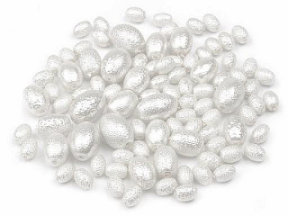 Mix - matné voskované perly ovál - cca 5 - 15 mm - biela - 50g