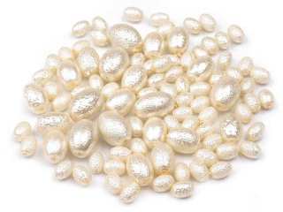 Mix - matné voskované perly ovál - cca 5 - 15 mm - béžová - 50g