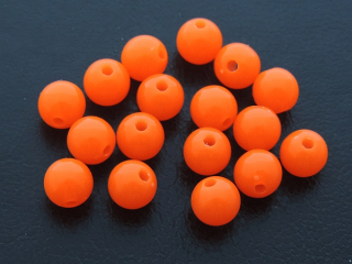 Korálky 8mm - oranžová neonová - 10 ks