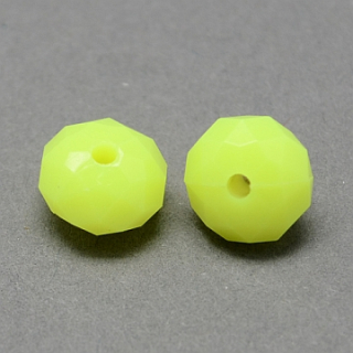 Brúsené korálky fluorescenčné plastové - 8x5 mm - žltá neon - 10 ks