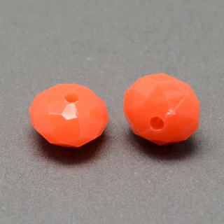 Brúsené korálky fluorescenčné plastové - 8x5 mm - oranžová neon - 10 ks