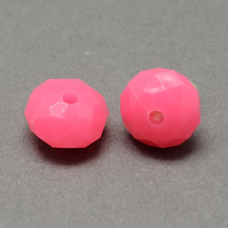 Brúsené korálky plastové - 8x5 mm - ružová neon - 10 ks