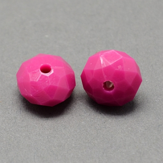 Brúsené korálky fluorescenčné plastové - 8x5 mm - ružová deep - 10 ks