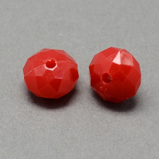Brúsené korálky plastové - 8x5 mm - červená - 10 ks
