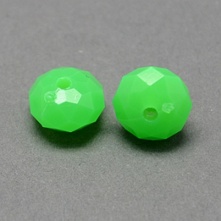 Brúsené korálky fluorescenčné plastové - 8x5 mm - zelená neon - 10 ks