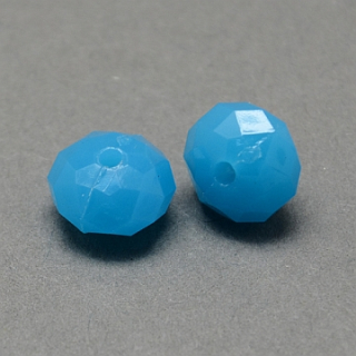 Brúsené korálky plastové - 8x5 mm - modrá - 10 ks