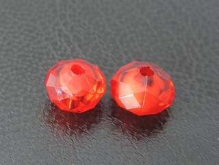 Brúsené korálky plastové - 10 mm - červená - 10 ks