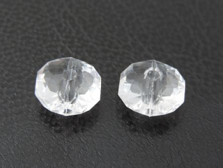 Brúsené korálky plastové - 10x6 mm - crystal - 10 ks