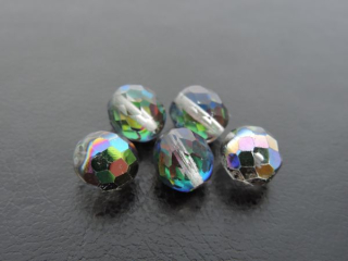 Brúsené korálky ohňovky - 10x10mm - crystal AB - 5 ks