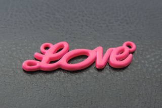 Medzikus "LOVE" - 33 x 10 mm - ružová - 1ks