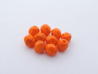 Brúsené korálky ohňovky - 6x6mm - oranžová - 10 ks