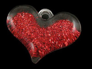 Plastová korálka - srdce - 28x21 mm - červená - 1 ks