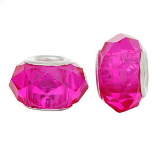 Pandora style - brúsená sklenená - ružová - 1 ks