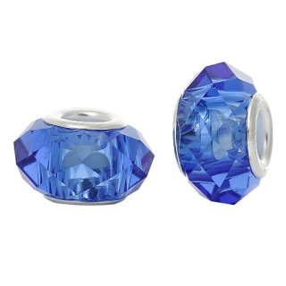 Pandora style - brúsená sklenená - modrá - 1 ks