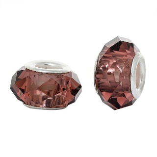 Pandora style - brúsená sklenená - fialová - 1 ks