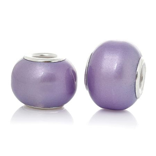 Pandora style - sklenená - fialová - 1 ks