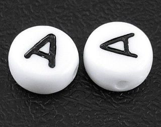 Korálka písmeno  7x4 mm - "A" - 1 ks