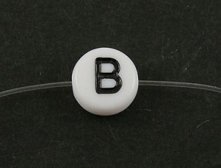 Korálka písmeno 7x4 mm -" B" - 1 ks