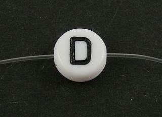 Korálka písmeno 7x4 mm - "D" - 1 ks
