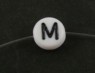 Korálka písmeno 7x4 mm - "M" - 1 ks