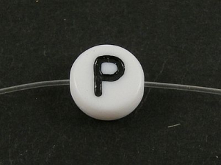 Korálka písmeno 7x4 mm - "P" - 1 ks