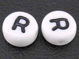 Korálka písmeno 7x4 mm - "R" - 1 ks