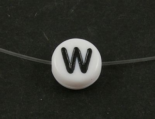 Korálka písmeno 7x4 mm - "W" - 1 ks