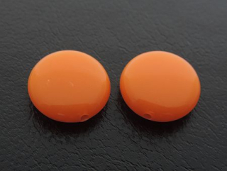 Plastové korálky lentilky - 14 mm - oranžová - 10 ks