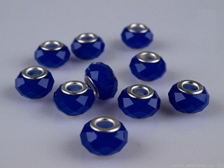 Pandora style - brúsená sklenená - tmavomodrá - 1 ks