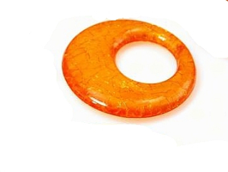 Plastové korálka - kruh pr. 47 mm - oranžová - 1ks