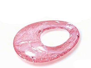 Plastové korálka - ovál 38x52mm - ružová - 1ks