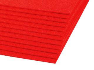 Látková dekoratívna plsť - hr. 1,5 - 2 mm - 20x30 cm - červená