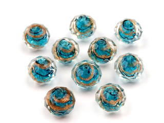 Brúsené korálky - 10 x 8 mm - tyrkysová - 5 ks