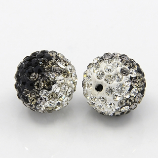 Shamballa korálka - 12 mm - čierna - 1 ks