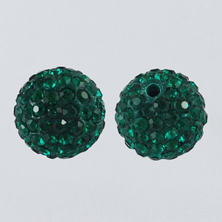 Shamballa korálka - 10 mm - smaragdová - 1 ks