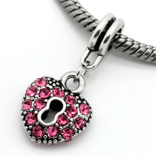 Pandora style - prívesok srdce - ružový - 1 ks