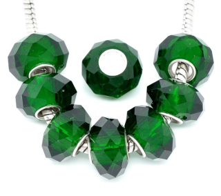Pandora style - brúsená sklenená - zelená - 1 ks