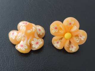 FIMO korálka - kvietok - oranžová - 1ks