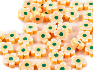 FIMO korálka - kvietok pr. 15 mm - marhuľová - 1ks